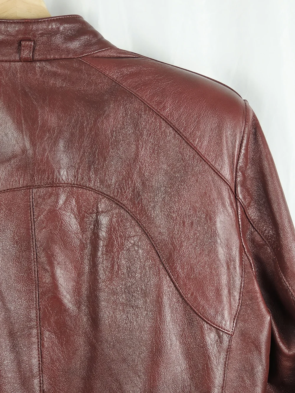 Lapiel Burgundy Leather Bomber Zip Up Jacket Size 42 - Picture 11 of 16